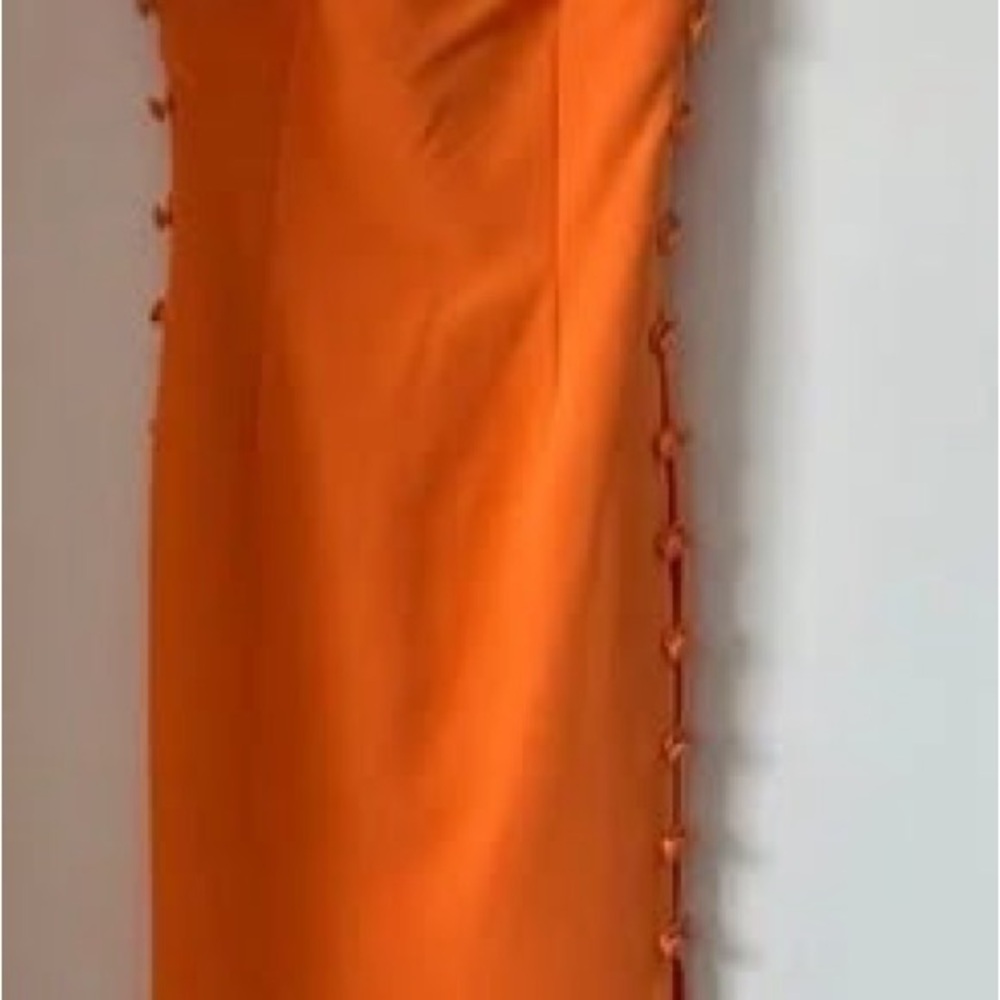 Gianni Bini Strapless Orange Dress- sophisticated with buttons down each side.